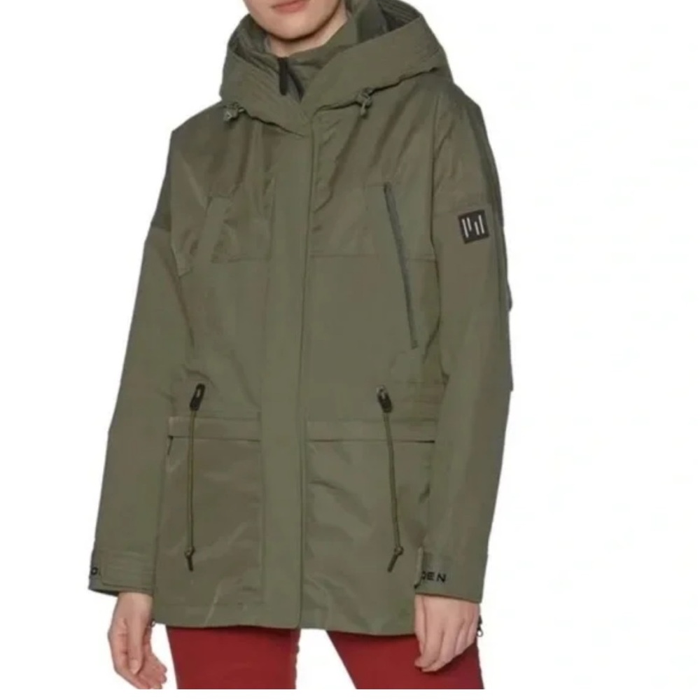 Holden Oversized Parka Ski Jacket Stone Green Hooded Zippered M from Free People